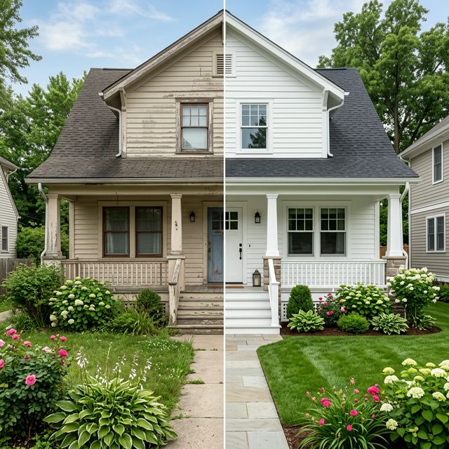 Maison à Échillais avant et après ravalement par LACS17