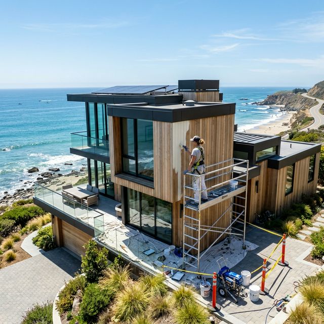 Peintre LACS17 repeignant une maison en bordure de côte