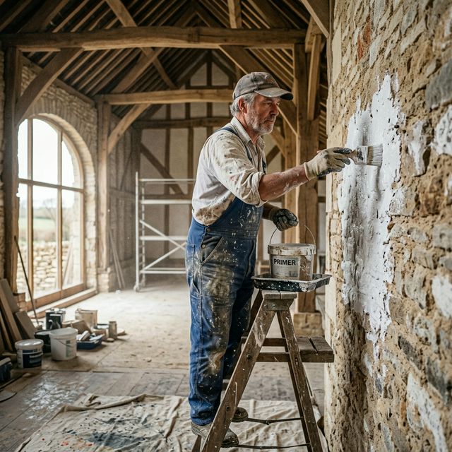 Rénovation de murs intérieurs et pose d'apprêt